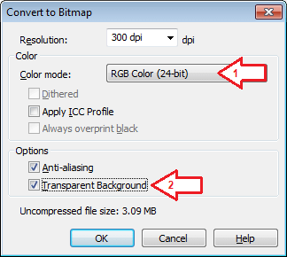 تصویر کے لیے کلر موڈ اور ٹرانسپیرنسی مقرر کریں