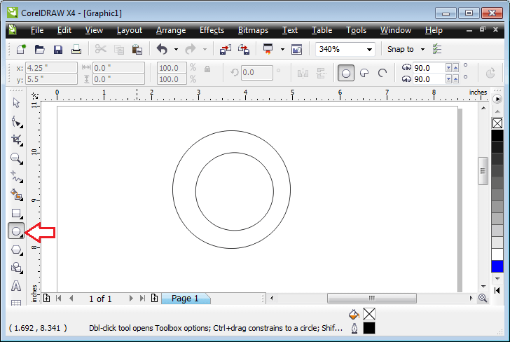 ایلپس ٹول کی مدد سے ایک چھوٹا دائرہ اور ایک بڑا دائرہ بنائیں ایلپس ٹول کی مدد سے ایک چھوٹا دائرہ اور ایک بڑا دائرہ بنائیں