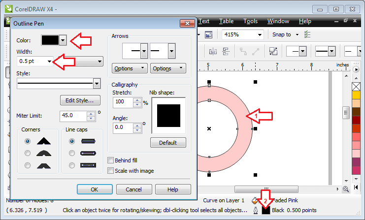 دائروں کی آؤٹ لائن کی موٹائی اور رنگ سیٹ کریں دائروں کی آؤٹ لائن کی موٹائی اور رنگ سیٹ کریں
