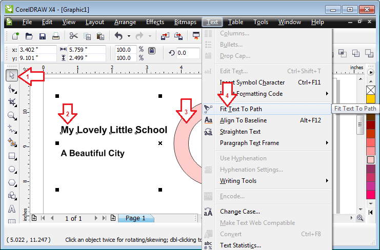 اسکول کے نام کو دائرے کے گرد گولائی میں لائیں اسکول کے نام کو دائرے کے گرد گولائی میں لائیں