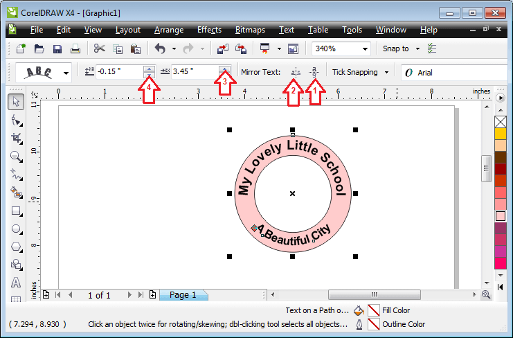 شہر کے نام کو دائرے کے گرد گولائی میں لائیں شہر کے نام کو دائرے کے گرد گولائی میں لائیں