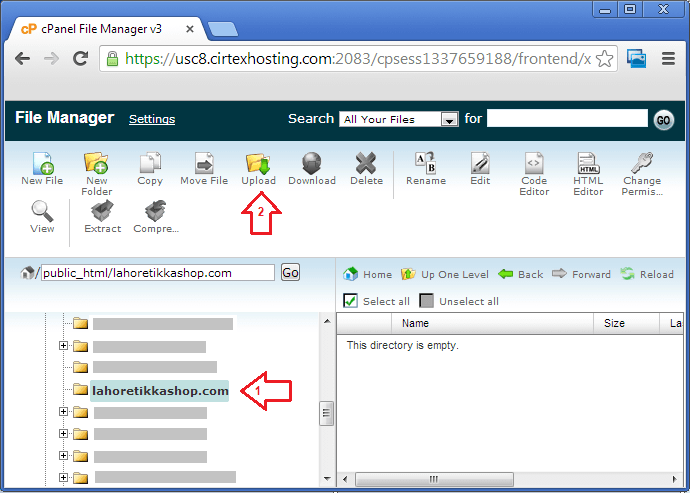 فائل مینیجر میں وہ فولڈر کھولیں جس کے ساتھ ویب سائیٹ کا ڈومین منسلک ہے فائل مینیجر میں وہ فولڈر کھولیں جس کے ساتھ ویب سائیٹ کا ڈومین منسلک ہے