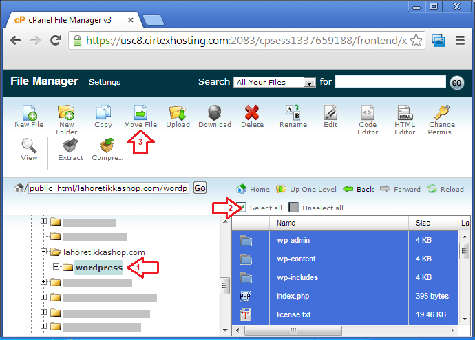 ورڈ پریس کی فائلز کو ڈومین سے منسلک فولڈر میں منتقل کریں ورڈ پریس کی فائلز کو ڈومین سے منسلک فولڈر میں منتقل کریں