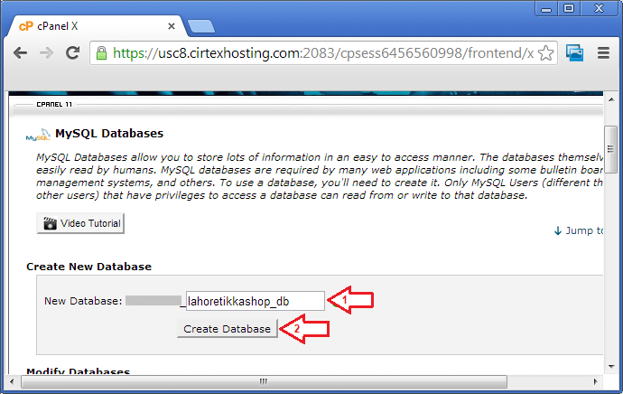 نئی ڈیٹابیس بنانے کے لیے ڈیٹابیس کا نام مہیا کریں نئی ڈیٹابیس بنانے کے لیے ڈیٹابیس کا نام مہیا کریں