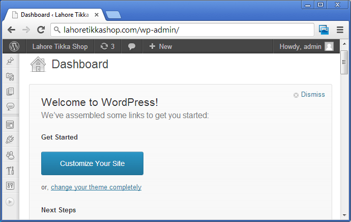 ویب سائیٹ پر ورڈ پریس کی تنصیب مکمل ہو چکی ہے ویب سائیٹ پر ورڈ پریس کی تنصیب مکمل ہو چکی ہے