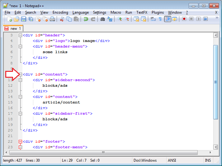 کوڈ کے مختلف حصے ساتھ ساتھ دیکھنے کے لیے درمیان والے حصے فولڈ کرلیں