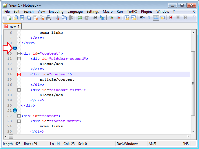 کوڈ کے مختلف حصوں میں بک مارک لگائیں