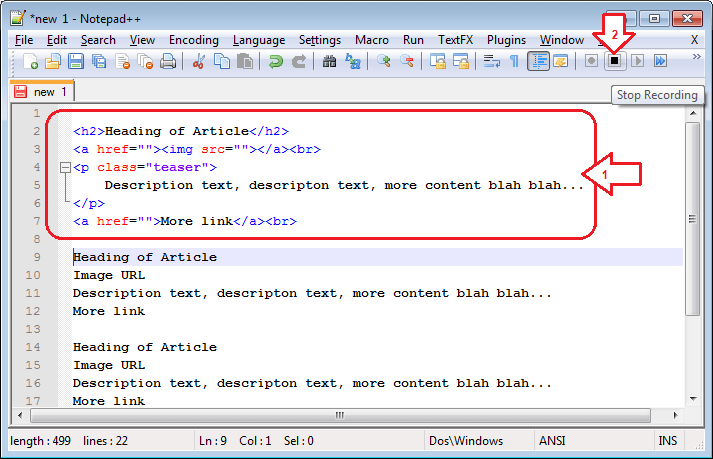 فائل کے پہلے حصے میں تبدیلیاں کر کے میکرو ریکارڈنگ بند کریں