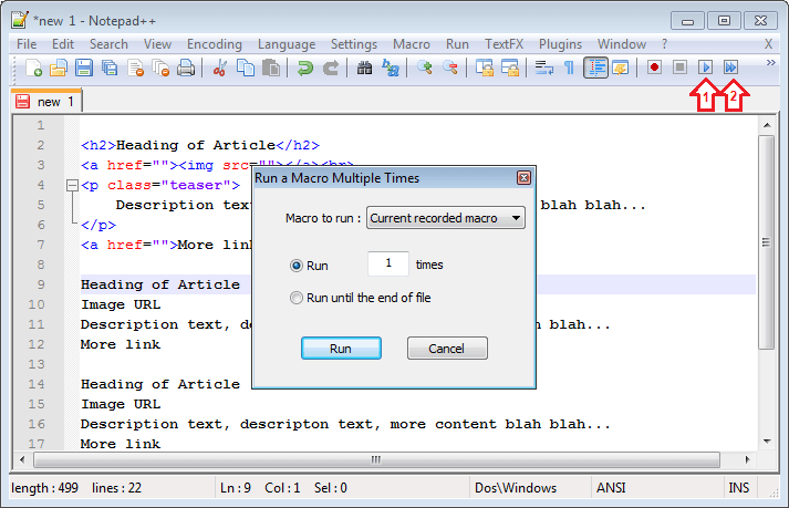 ریکارڈ کیا گیا میکرو ایک یا ایک سے زائد مرتبہ چلائیں