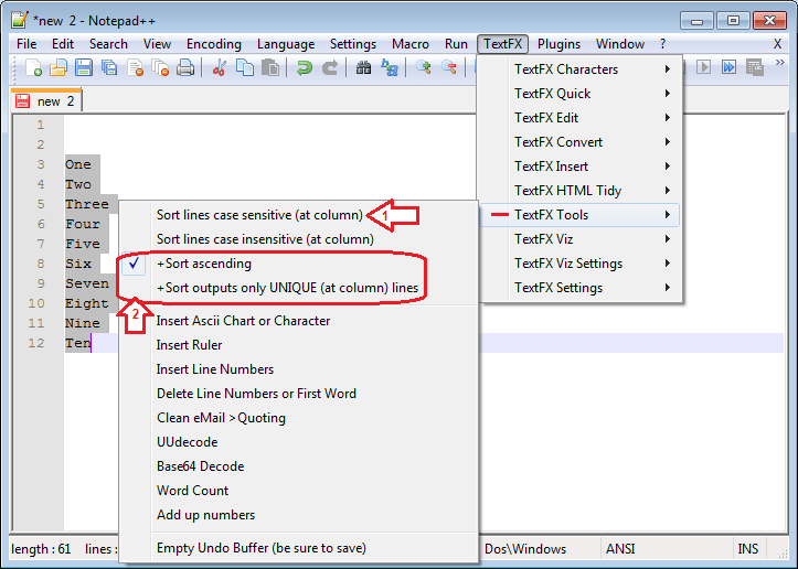 پلگ ان کے استعمال کی ایک مثال ۔ مواد کو حروف تہجی کے اعتبار سے ترتیب دیں