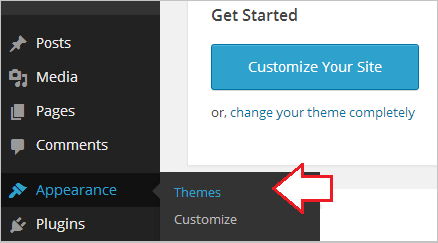 ورڈ پریس کے ایڈمن پینل میں تھیم سیکشن کھولیں
