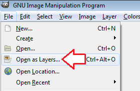گمپ پروگرام میں اوپن اس لیئرز آپشن کی مدد سے اینی میشن کی تمام تصاویر امپورٹ کریں