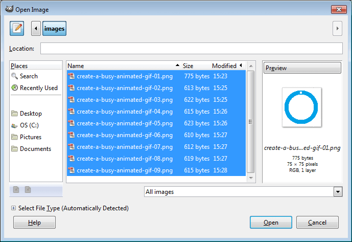 ڈائیلاگ باکس میں تمام تصاویر سلیکٹ کر کے اوپن بٹن پر کلک کریں