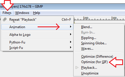 اینی میشن آپٹیمائز کرنے کے لیے فلٹرز مینیو میں سے آپٹیمائز جف آپشن منتخب کریں