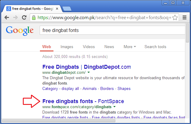 سرچ انجن کی مدد سے مفت دستیاب ڈنگ بیٹ فونٹ تلاش کریں