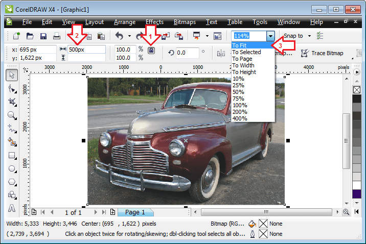 تصویر کا سائز مقرر کر کے اسے قریب لائیں