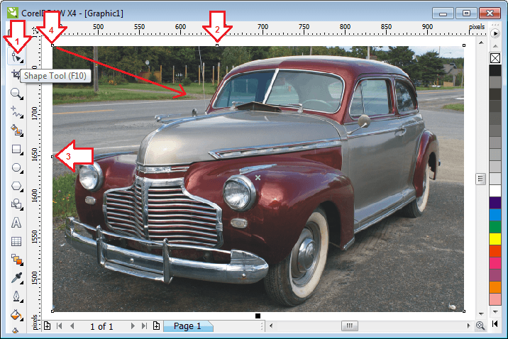 ٹول بار سے شیپ ٹول منتخب کر کے تصویر کی بیک گراؤنڈ ختم کرنے کا عمل شروع کریں