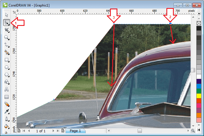 شیپ ٹول کی مدد سے آبجیکٹ کی گولائی کے دونوں طرف نوڈز بنائیں، اور ان نوڈز کو آبجیکٹ کے ساتھ جوڑ دیں
