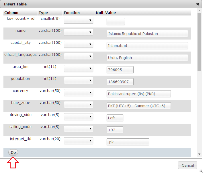 نئے ریکارڈ کی فیلڈز کے لیے ویلیوز مہیا کریں
