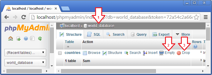 ٹیبل ڈیلیٹ کریں