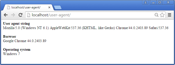 پی ایچ پی میں صارف کے آپریٹنگ سسٹم اور براؤزر کی معلومات